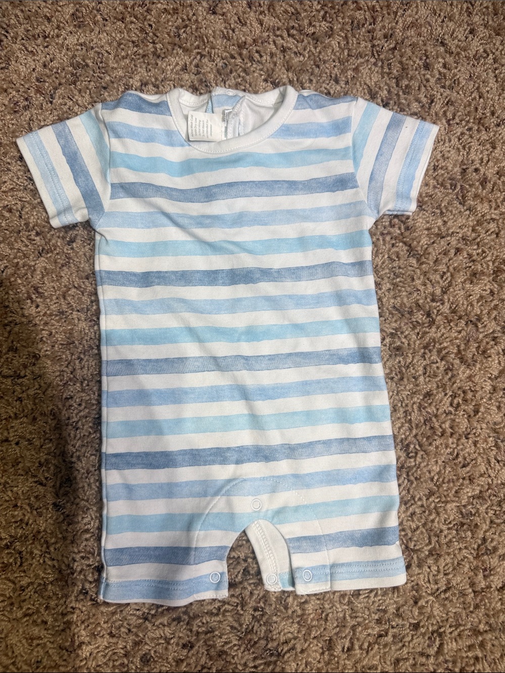 Classic Striped Baby One-Piece Romper - Light Blue & White